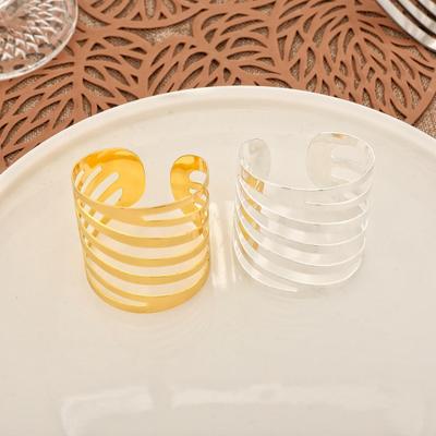Alloy Napkin Ring Set Electroplated Classic Smooth Burr-Free Dinner Time Impress Guests Summer Style Diagonal Wavy Metal Napkin Ring