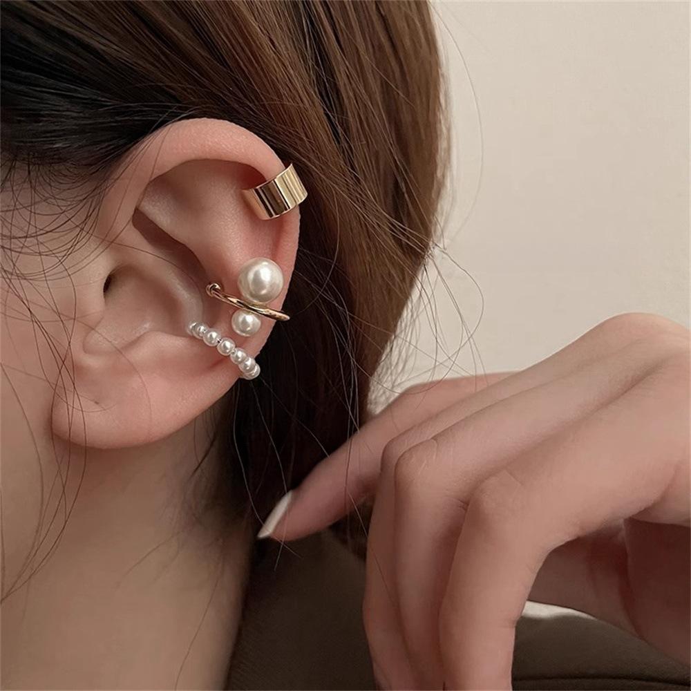 Three-piece Retro Pearl Ear Clips Women's 2025 Earless Earrings Earbone Clips