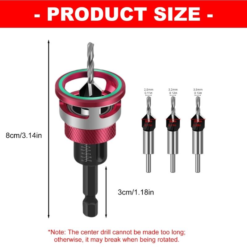 Six Piece Stable Alloy Countersink Bit Kit Featuring Hex Shank Furniture Drill for Quick Installation in Woodworking