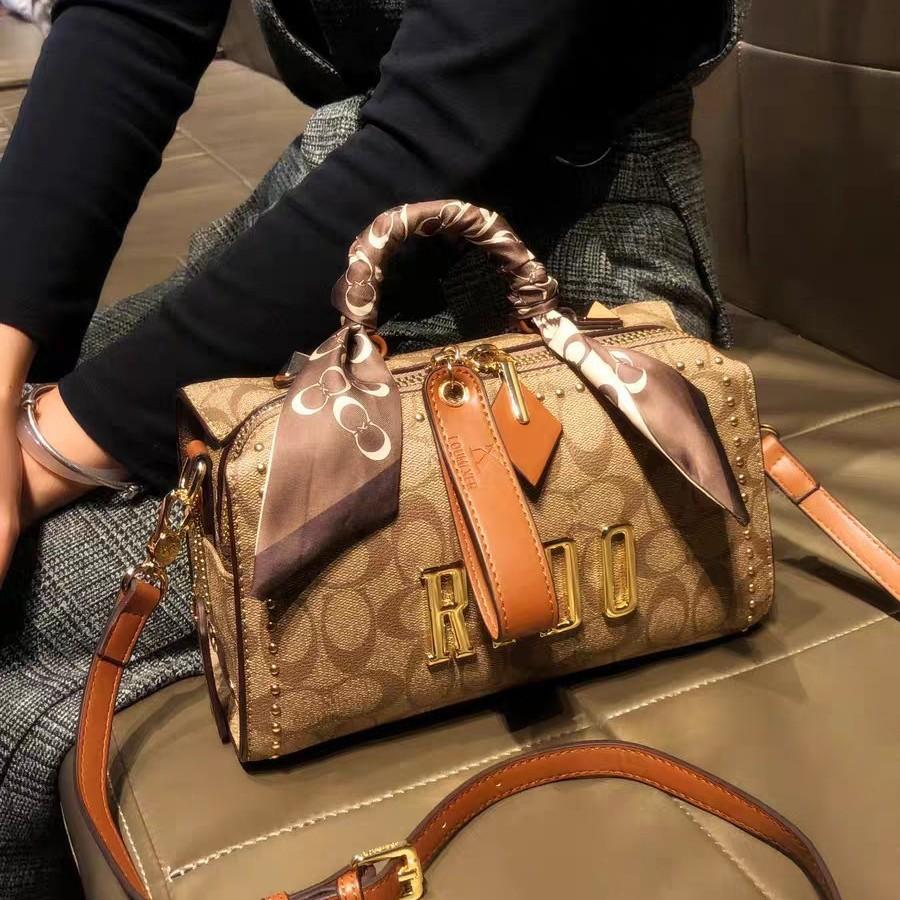 Genuine Leather Boston Pillow Bag, Women's New High-end Fashion Handbag, Single Shoulder Crossbody Bag