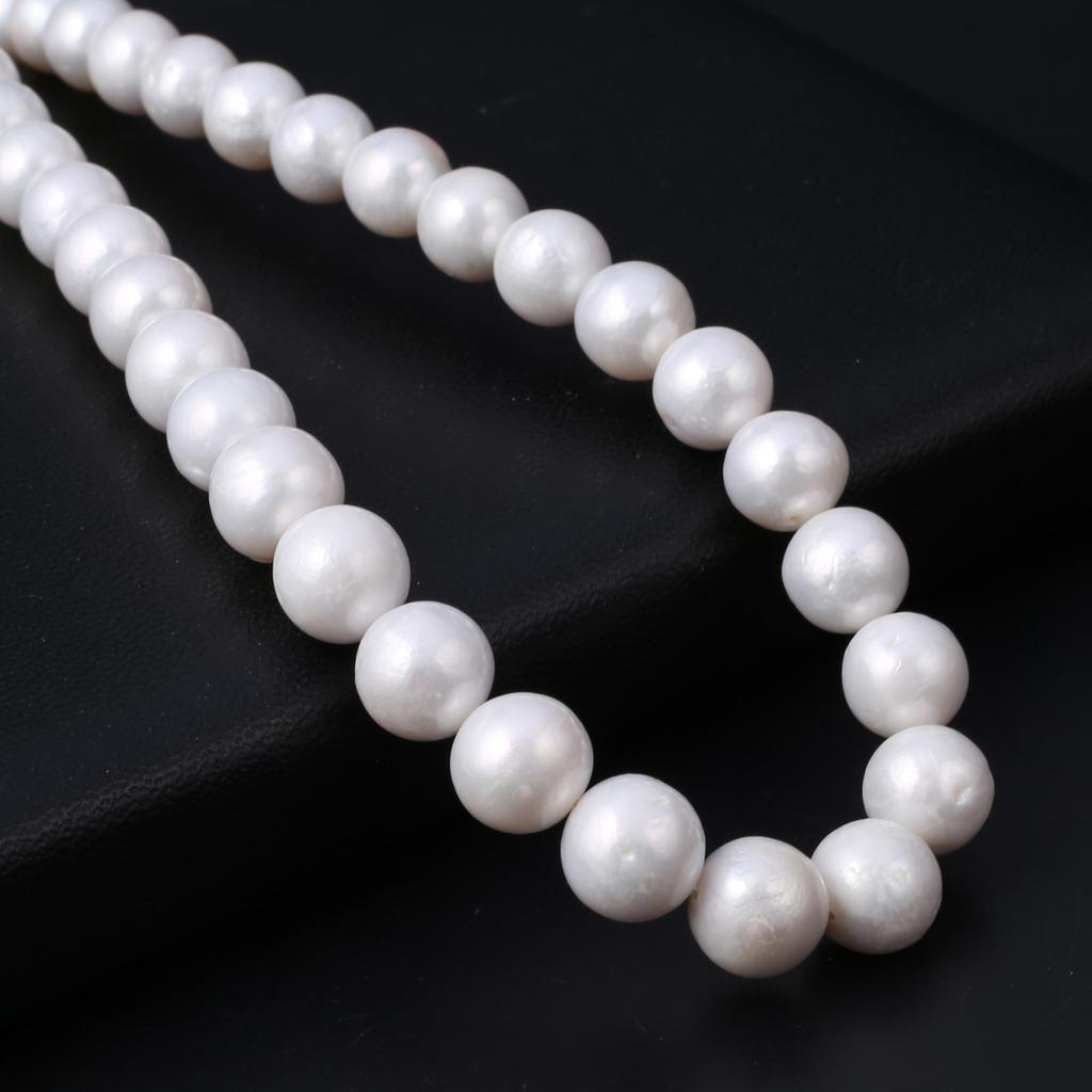 1String, White Round Pearl 10-11mm, Fashion Women Natural Freshwater Pearl Beads for Jewelry Making DIY Crafts, Luxury Bulk Gifts 36cm
