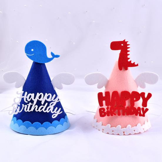 Happy Birthday Hat Dinosaurs Whales Bright Color No Deformation Adorable Adult Children Birthday Felt Hat Party Supplies