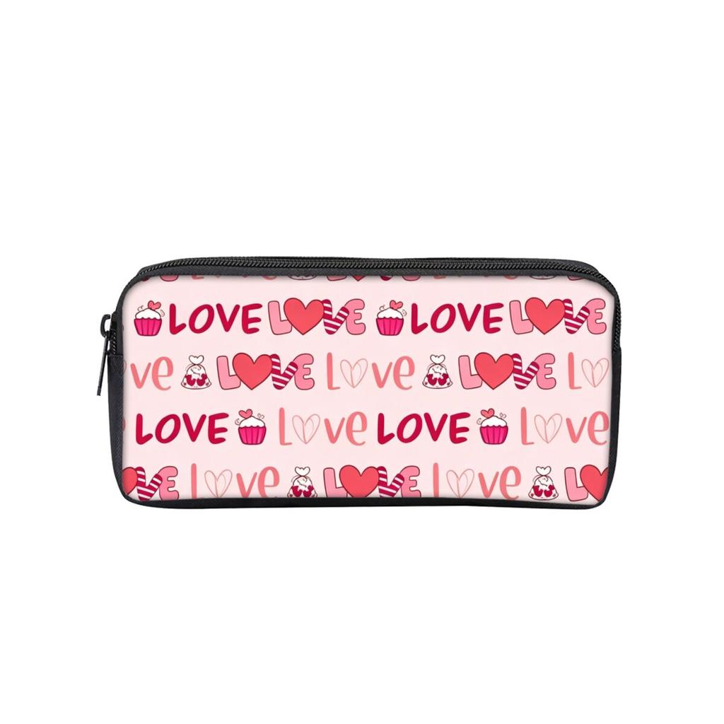 Doodle Heart Love Print Single Layered Pencil Case for Boy/Girls Best Gifts Cartoon School Supplies Pencil Pouch for Children