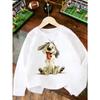 Boys' and Girls' Fashion Printed Round-Neck Sweatshirt with Funny Cartoon Dog Print, Trendy and Playful, Versatile for Daily Wear