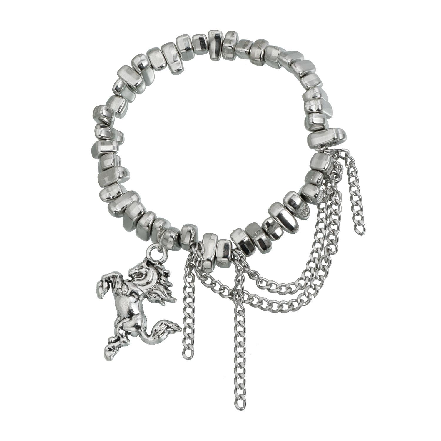 Broken Silver Irregular CCB Beaded Unicorn Pendant, Sweet Cool Niche Design Brooch For Women 1