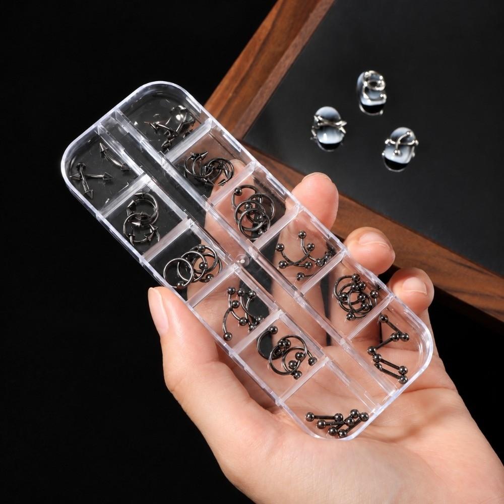 6/12 Grids Nail Art Rivets Kit Metal Nail Art Studs New Piercing Rivets Nail Charms  Gothic