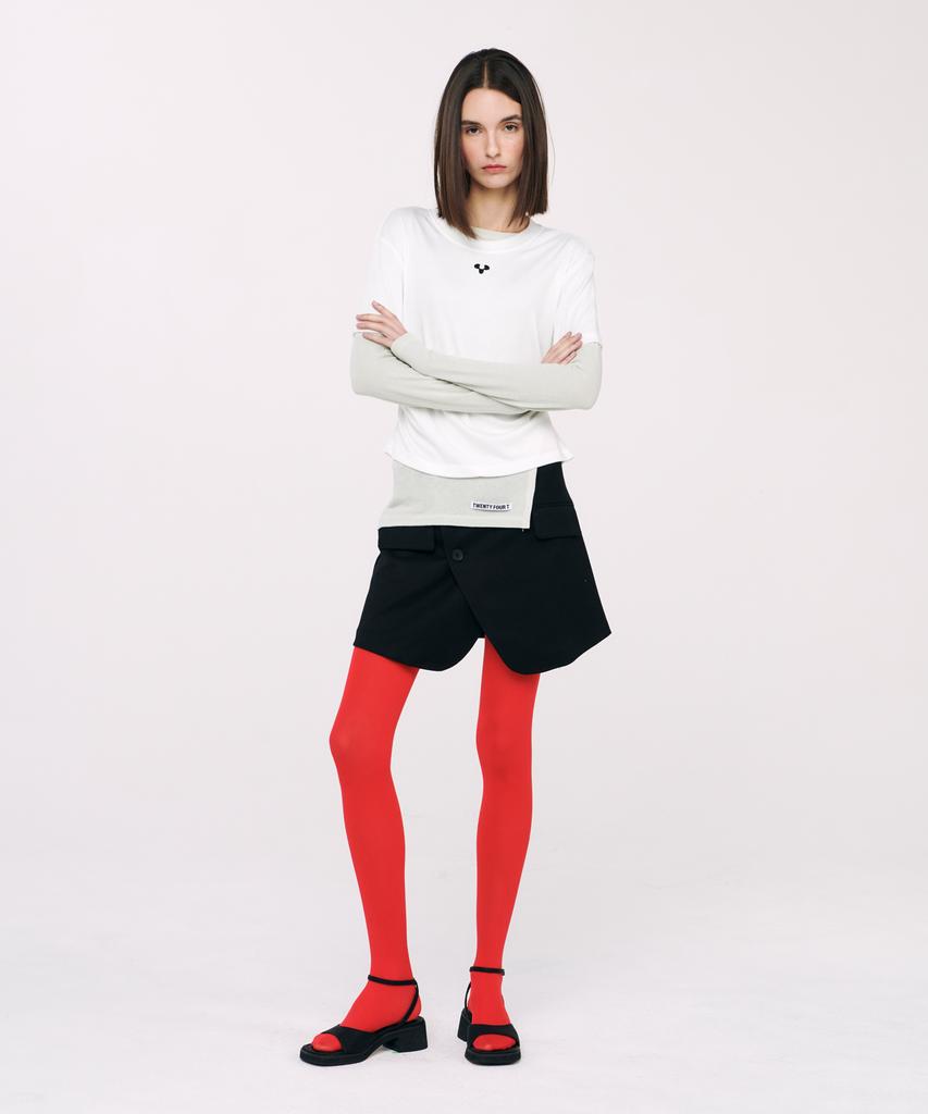 Twenty Forty Cat Wrap Mini Skirt Black
