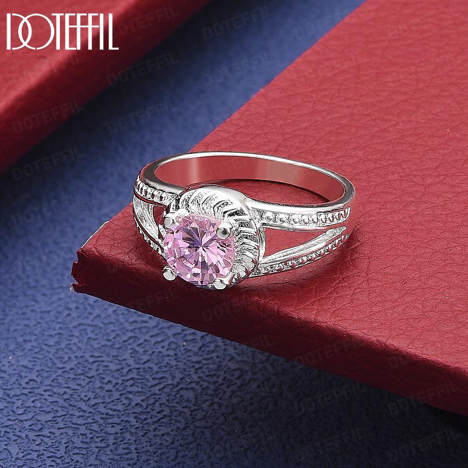 Exquisite 925 Sterling Silver AAA Zircon Four-Prong Ring - Stylish Wedding Ring 7#