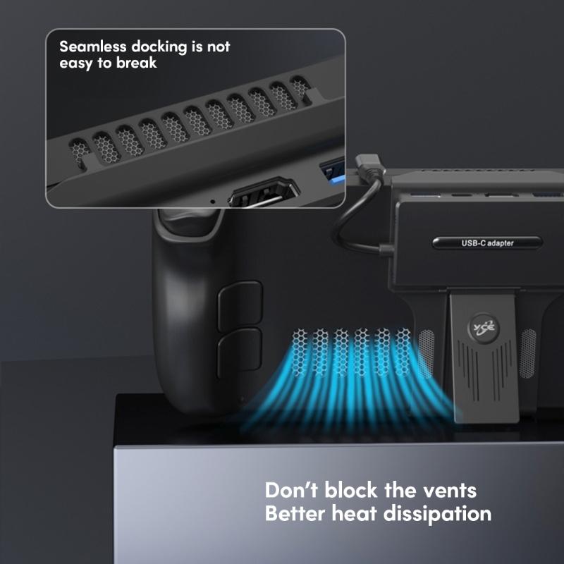 Portable Dock Holder 5 in 1 Docking Station USB C Hub with 4K@60Hz HDMIcompatible 100W PD Ports Compatible For SteamDeck