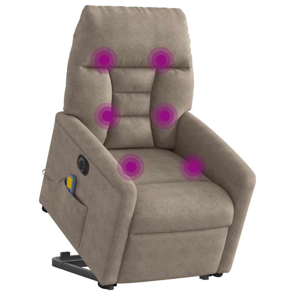 Electric Recliner Chair with Lift Assist Taupe Microfiber Fabric