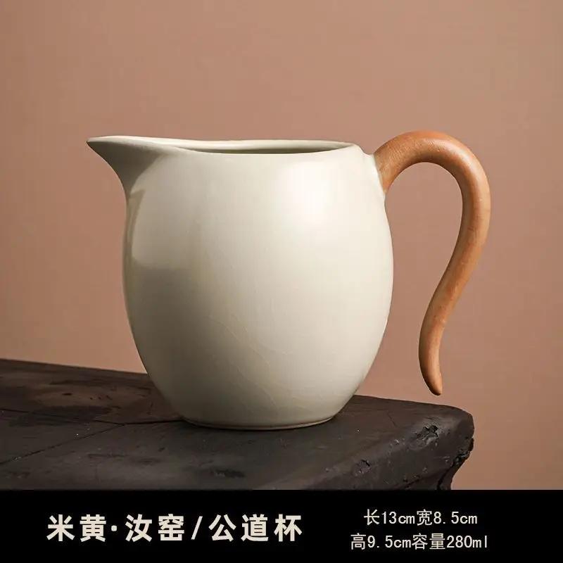 Kung Fu Tea Set 280ml Ru Kiln Blue and White Wrapped Lotus Beauty Club Cup Ceramic Tea Sea Household Single Tea Set