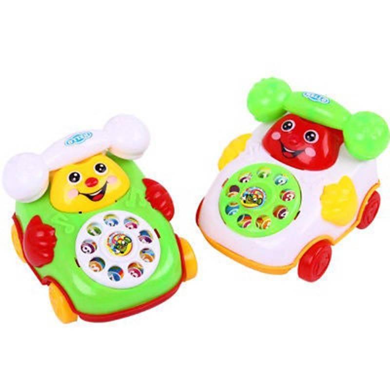 Pull Mini String Ringing Bell Telephone Model Toy Car Cartoon Educational Kids
