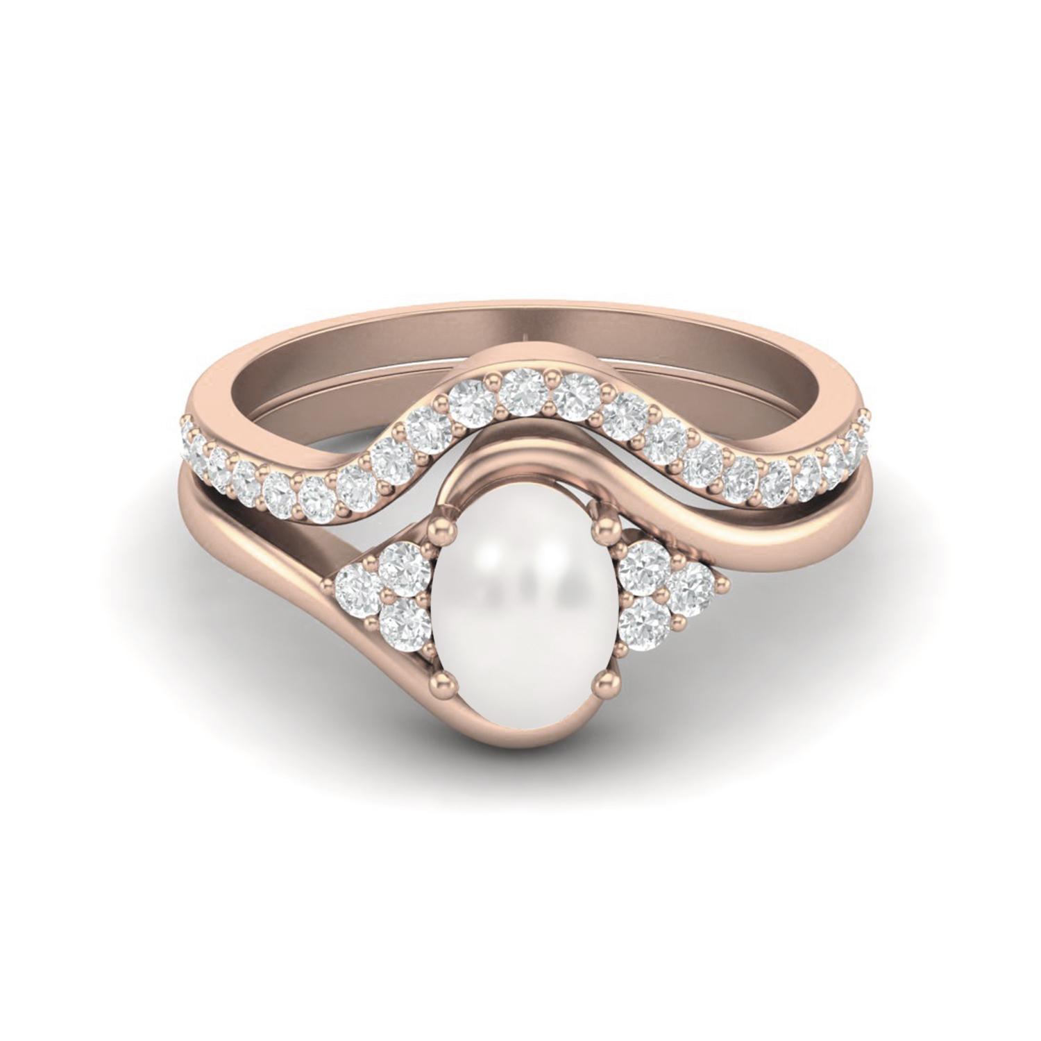 

Классическое женское обручальное кольцо из стерлингового серебра 925 пробы с покрытием розовым золотом, с натуральной жемчужиной 1,54 карата, с двумя кольцами 9 ярко-розовый