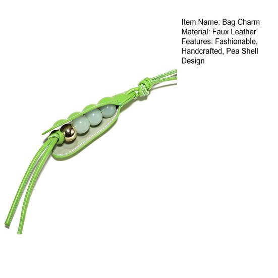 Pea Shell Bag Charm Cute Pea Beads Pendant Handmade Keychain Charm Accessory for Backpack Phone Handbag Decoration