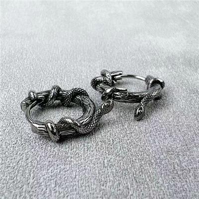 Orecchini Vintage Serpente Intrecciato Piante Rampicanti Gotici Mamba Nero Vipera Orecchini Ipoallergenici Gioielli Biker Rock Rap da Uomo Regalo