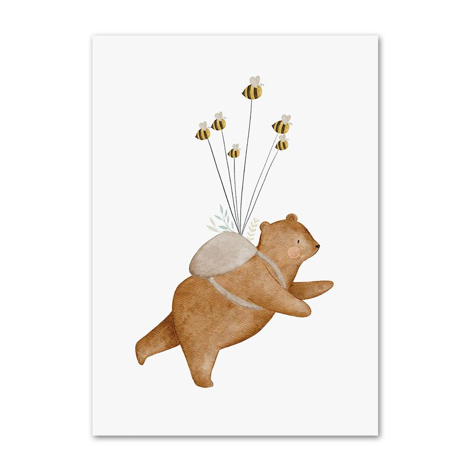 Cartoon Animal Print Canvas Posters Children's Room Home Decoration Living Room Mural Wall Painting Nursery Decoration Poster