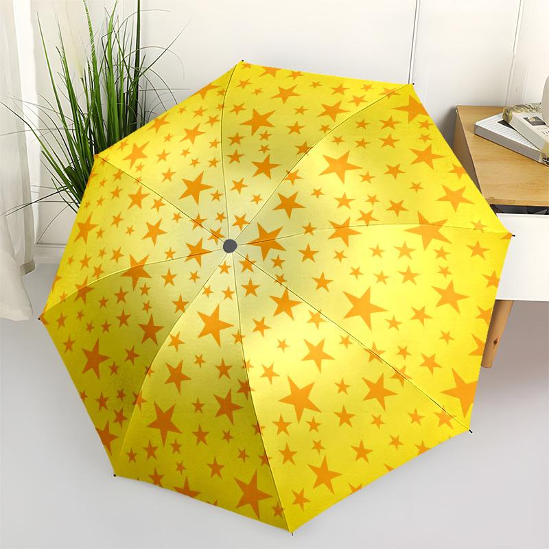 1pc Golden Starry Circle Umbrella with Plastic Handle,Compact & Stylish,Cartoon Pattern,Outdoor UmbrellaPT325