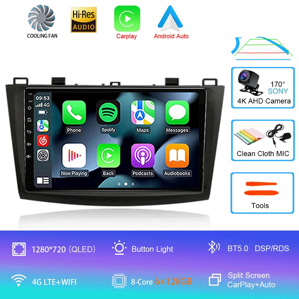 Android 14 For Mazda 3 2009-2013 Video Player Car Radio Multimedia Stereo Navigation Carplay Speakers Head Unit Audio GPS 2 Din