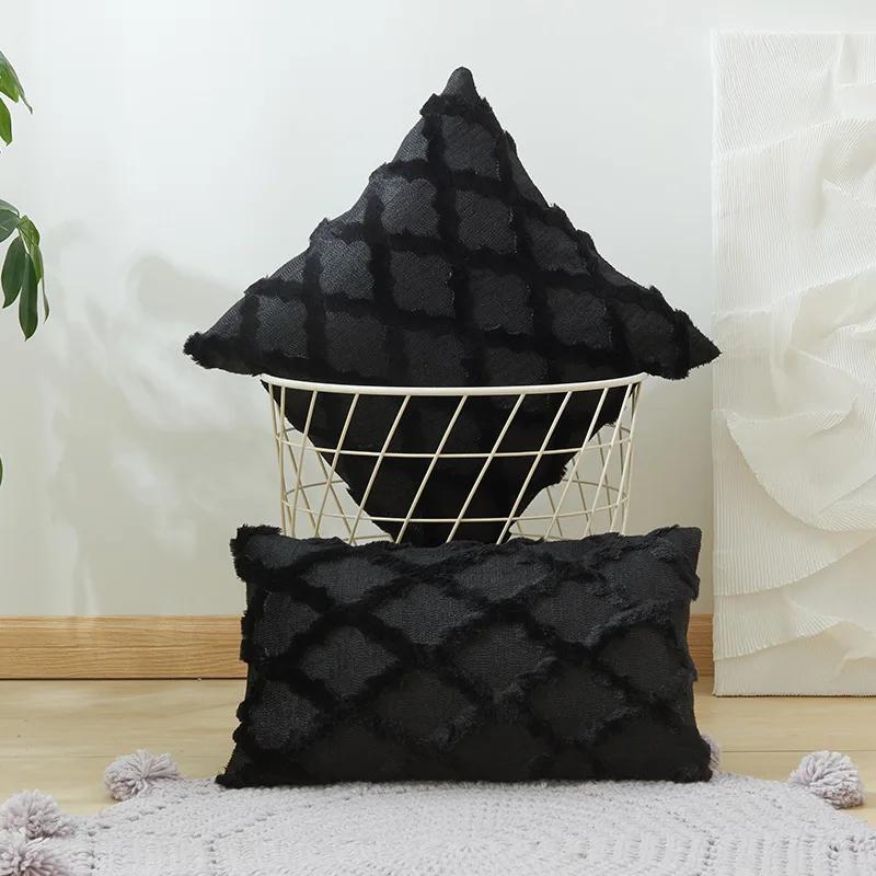 Boho Decorative Pillow Covers Soft Plush Short Faux Wool Couch Pillow Covers Luxury Cushion Covers 35X50 40X40 45X45CM for Sofa