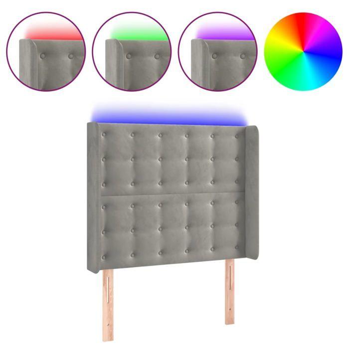 VidaXL Tête de Lit à LED Meuble de Chambre à Coucher Accessoire de Lit Simple Tête de Cadre de Lit Intérieur Gris Clair 3124524