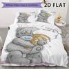 Stoffiges Teddy-Muster Bettwäsche-Steppdecken-Set Steppdeckenbezug Kissenbezug Heimdekoration Geburtstagsgeschenk (1 Bettbezug + 2 Kissenbezüge (ohne Füllung))