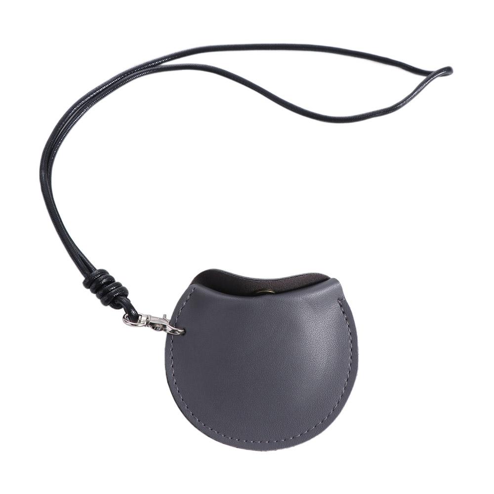 Fashion PU Leather Hanging Neck Coin Purse With Lanyard Mini Wallet PU Leather Coin Purse Round Card Case Key Case Male серый