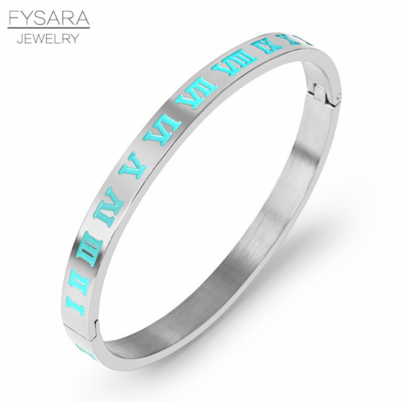 New Brand Luxury Enamel Stainless Steel Roman Numeral Bangles for Women Titanium Steel Jewelry Accessories Lucky Gift