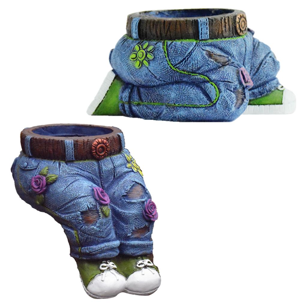Blumentopf, Harz Pflanzgefäß Dekoration Kleidung Hose, Blaue Jeans Topf Gartenschmuck