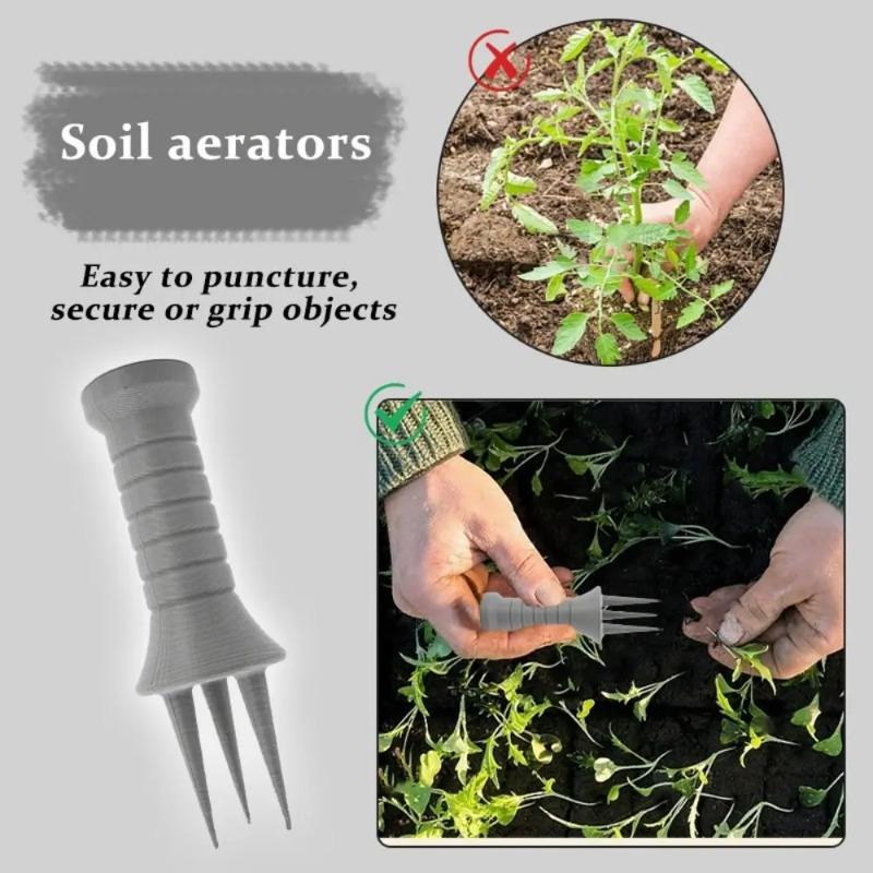 1pcs Portable 3 Spikes Hand Tiller Garden Tool Ergonomic Grip Storage Hole Flower-growing Lightweight Plastic Soil Aerator Yard