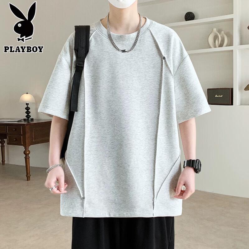 

PLAYBOY Men s Rivet Ice Silk Loose Fit Short Sleeve T-Shirt 5XL