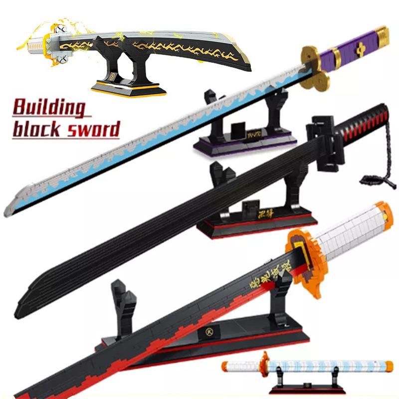 Samurai Sword Building Blocks Ninja Blade Katana Japanese Anime Butterfly Nichirin Knife Bricks Children Toys for Adult