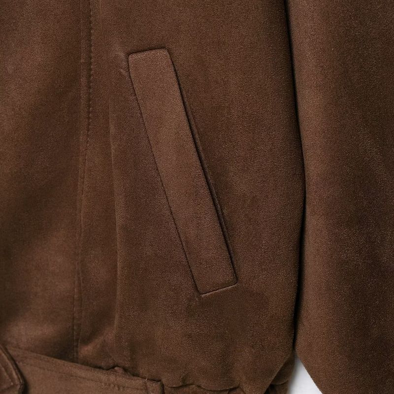 Kaslead New Women Clothes Western Style Versitile Fashion Zip-up Deerskin Velvet Jacket