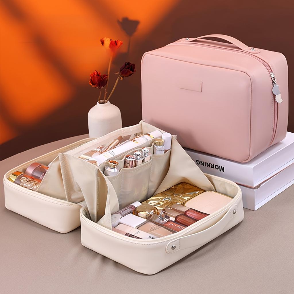 PU Flame Makeup Bag, Beauty Cosmetics Storage Bag, Double Zipper Makeup Brush Bag, Business Travel Toiletries Sorting Bag