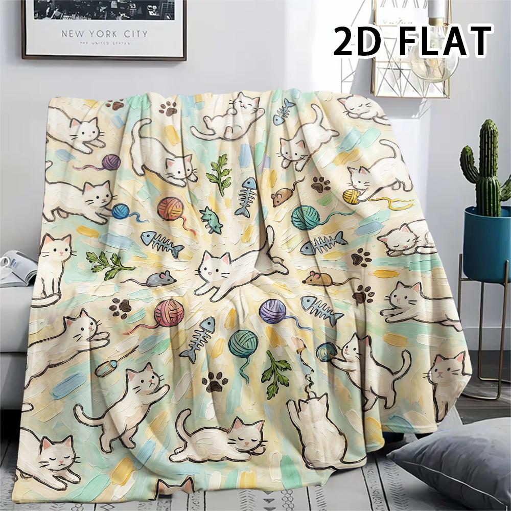 1Pc Vibrant Mandala Cats Print Flannel Blanket,High Quality Comfortable for All Seasons,Home Decor,Warmth and Comfort,Perfect for Christmas Gifts