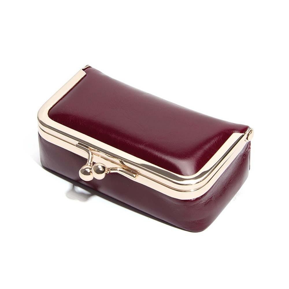 Portable Kiss Lock Coin Purse Exquisite Solid Color Leather Jewelry Bag Anti-lost Simple Small Item Bag Jewelry Storage