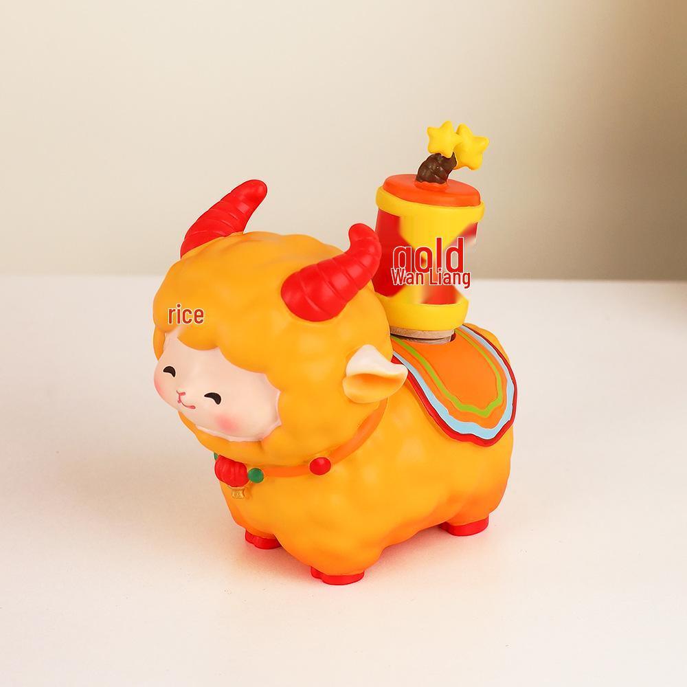 Little Sheep Wealth Spin-and-Win Resin Figurine: Year of the Sheep Zodiac Creative Desk Decoration