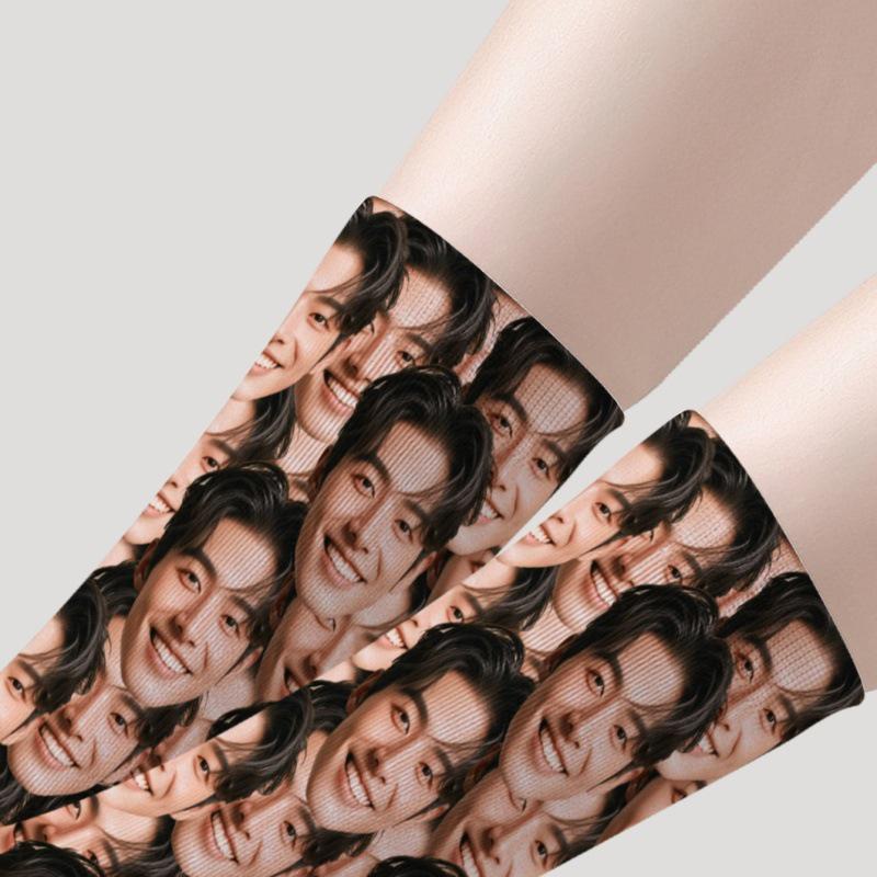 3D Face Print Socks – Personalized Christmas Gift, Polyester, Full 360° Design
