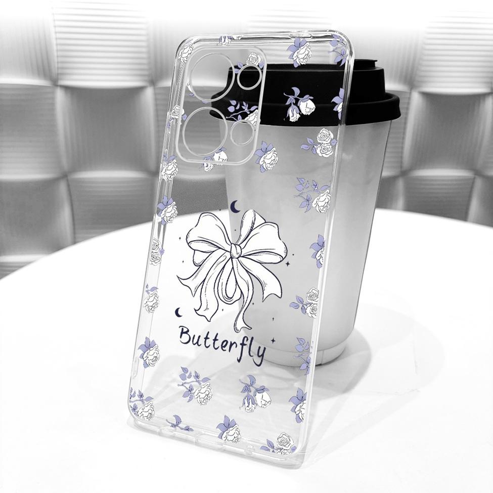 Transparent For Oppo Reno13 Case CPH2689 Cute Cat Fashion Butterfly Funny Painted Casing For Oppo Reno 13 PKM110 Cover