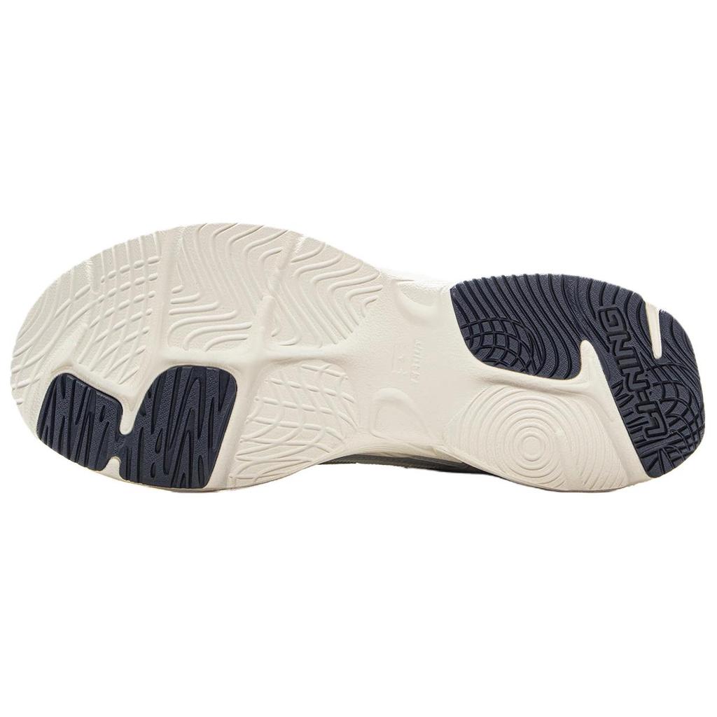 Li Ning Sports Life Collection Synthetic Leather, Textile Cushioning Low Top Chunky Sneakers Men's Ivory Gray AGCV433-4//