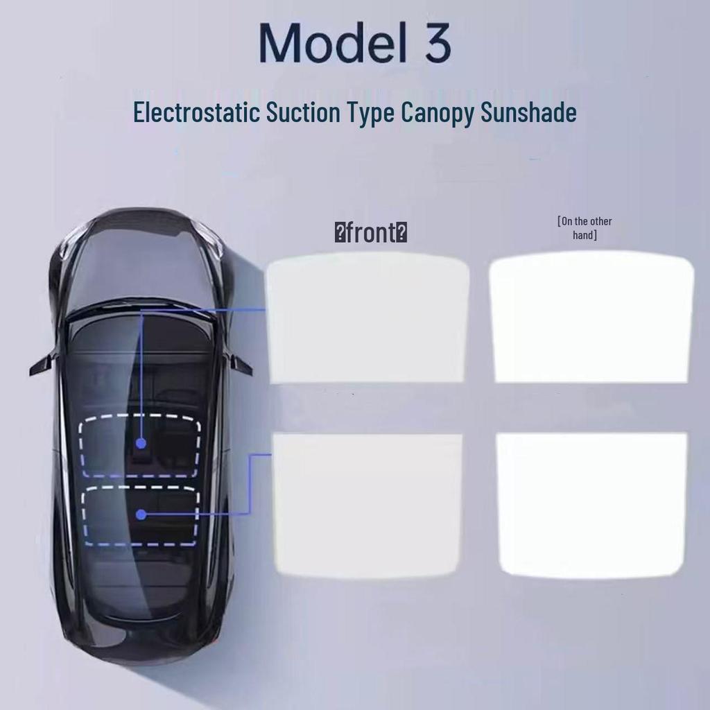 Tesla Sunshade Silicone Electrostatic Sunroof Screen for Model Y/3 Heat Insulation