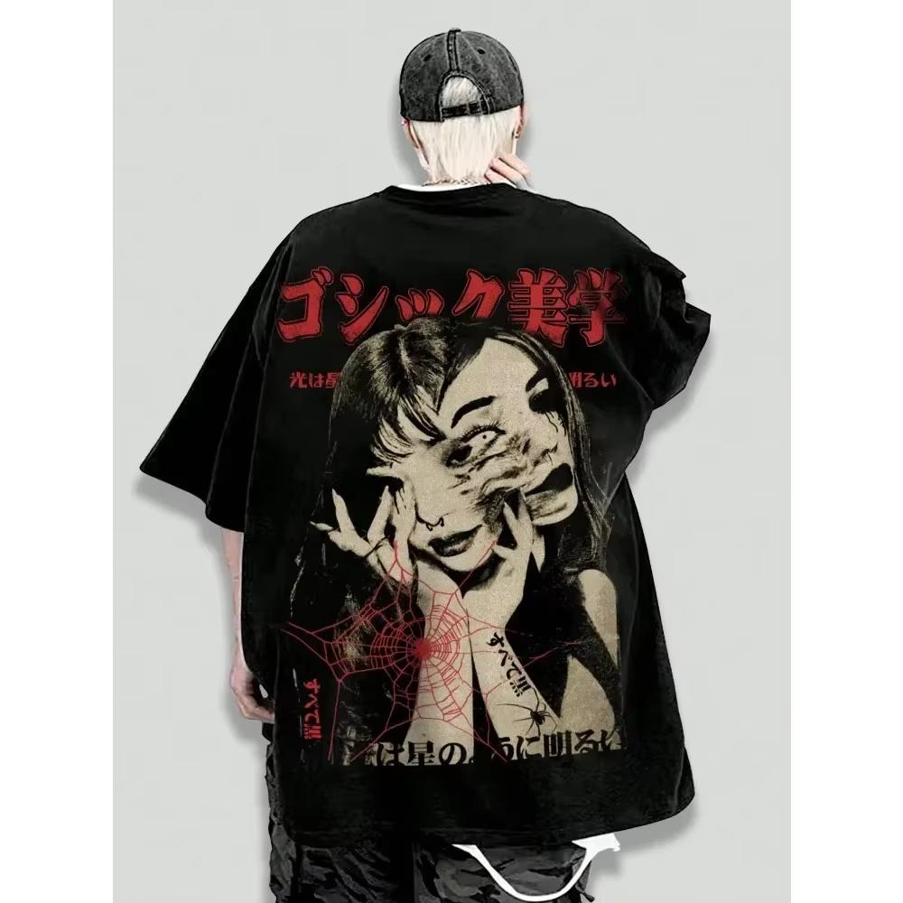 Japan Anime Graphic Cotton T-shirt Unisex Men Women Luxury Fashion Brand Big Size Top Casual Short Sleeve Streetwear Tee S-3XL