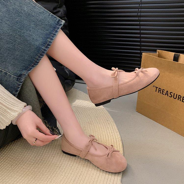 2025 early spring evening wind shoes flat shoes ballet shoes French bow Mary Jane shoes with skirt soft sole single shoes