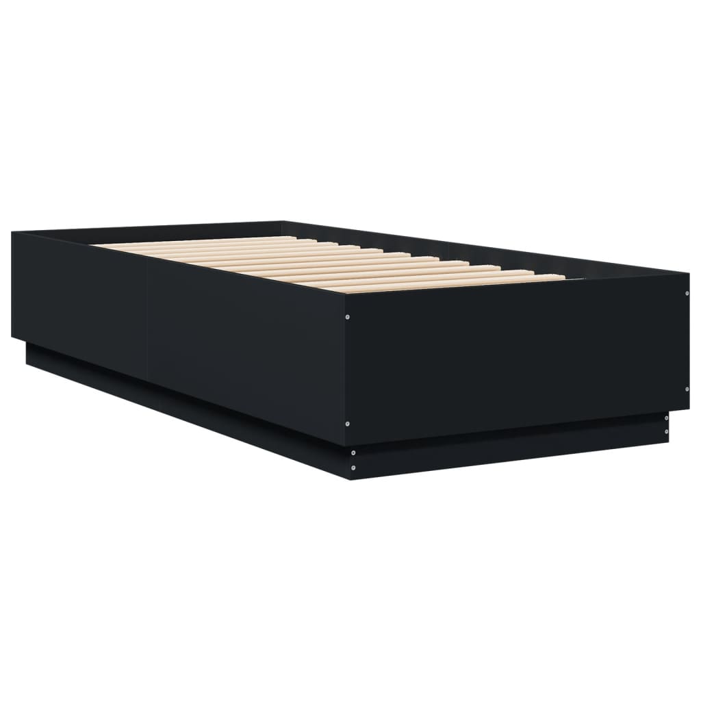 Vidaxl Rama Łóżka Z Led, Czarna, 100X200 Cm, Materiał Drewnopochodny