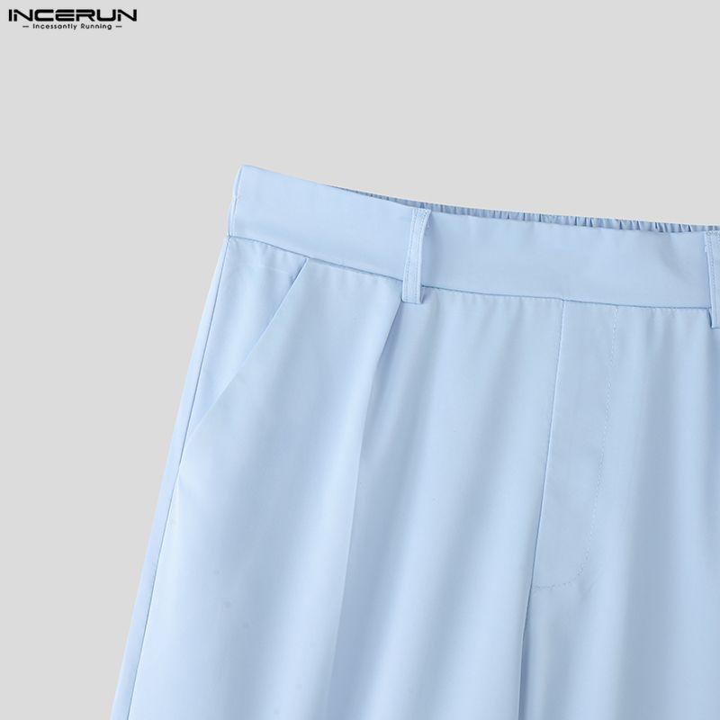 INCERUN Oversized Men Sets Tie Up Long Sleeve Shirts Long Pants Casual Two Pieces Outfits