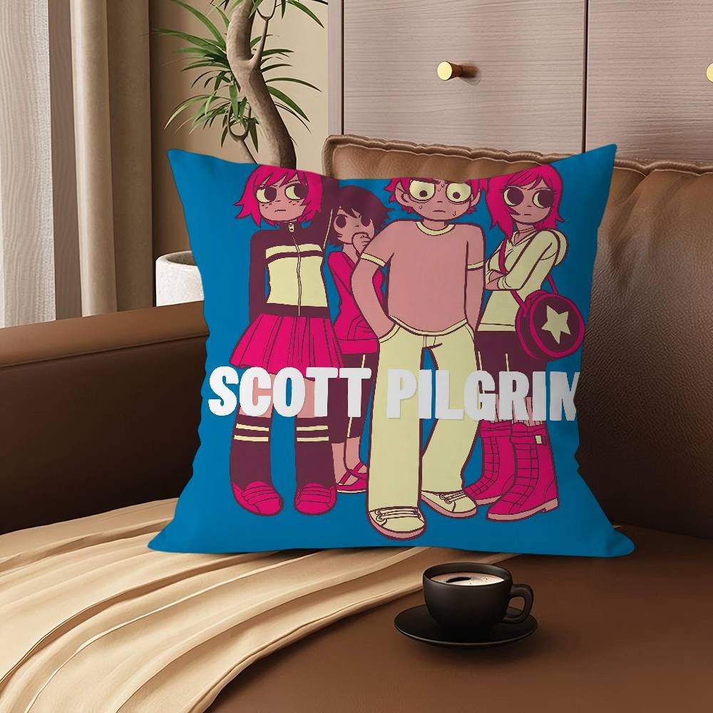 S-Scott Pilgrim Takes Off Pillow Covers Cartoon Sofa Decorative Home Double-sided Printing Short Plush Cute Cushion Cover