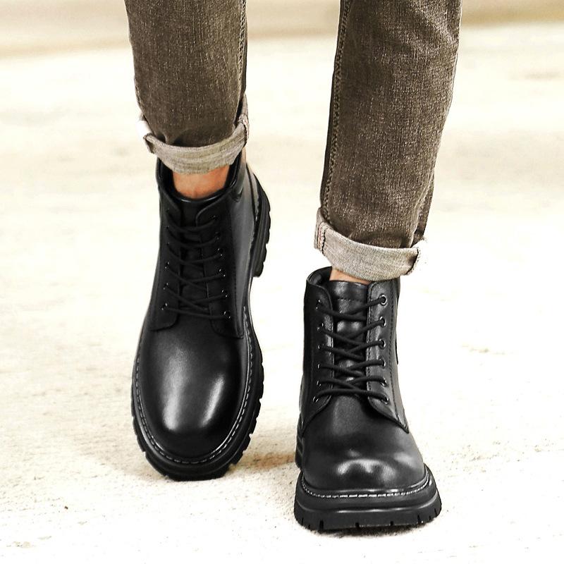 Autumn casual high-top men's shoes versatile round head Martin tooling boots trendy men's desert thick-soled men's boots