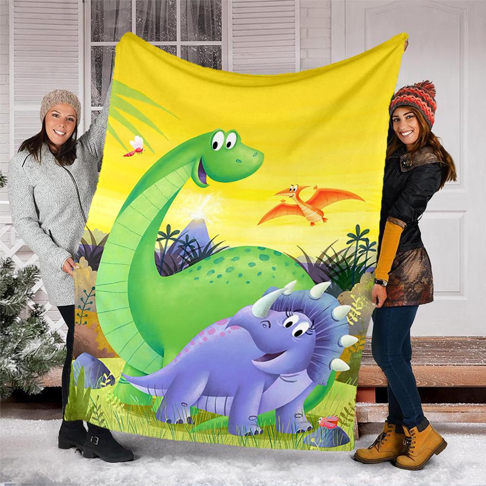 1pc Dinosaur Adventure Throw Blanket Polyester Fiber, Lightweight Flannel, Soft & Warm, All Season Use for Outdoor, Camping Digital Print