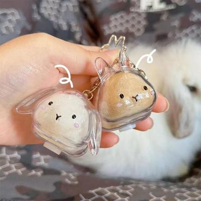 Rabbit Shape Storage Pendant Large Capacity Transparent Cute Rabbit Hair Organizer Pendant Keychain Backpack Souvenirs Storage
