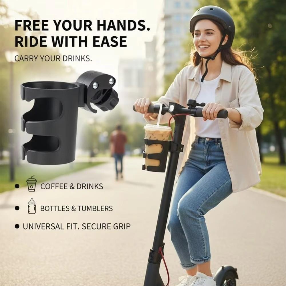 Adjustable Clamp Stroller Cup Holder Black Plastic Bicycle Bottle Rack  for Pram Pushchair