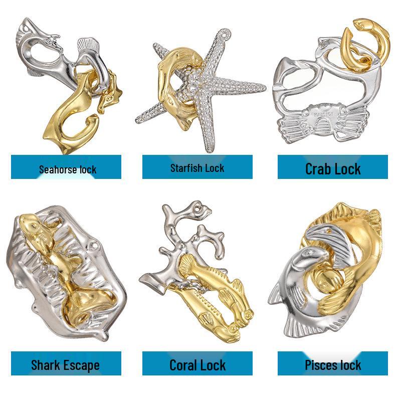 Kongming Lock Puzzle Set: Nine Interlocking Alloy Rings - Educational Disentanglement Toy